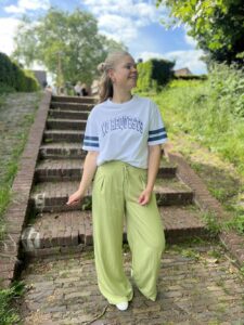 Zomerkleding linnen groene broek